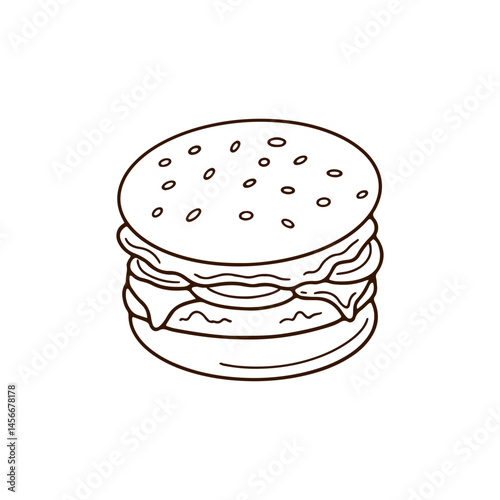 Line Art Of  a National Burger Day