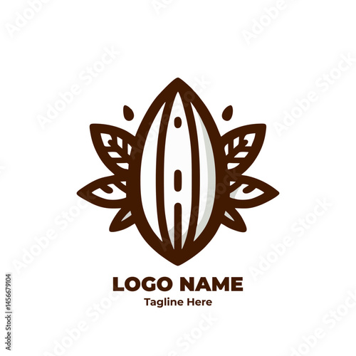 Cocoa Icon Vector Flat Minimal Illustration Design of Chocolate Bean Suitable for Organic Food Packaging Logo Branding Agriculture Badge Natural Product