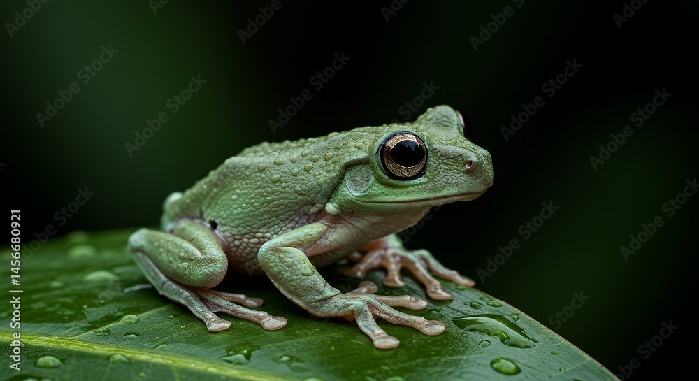 Obraz premium Green Tree Frog on Leaf