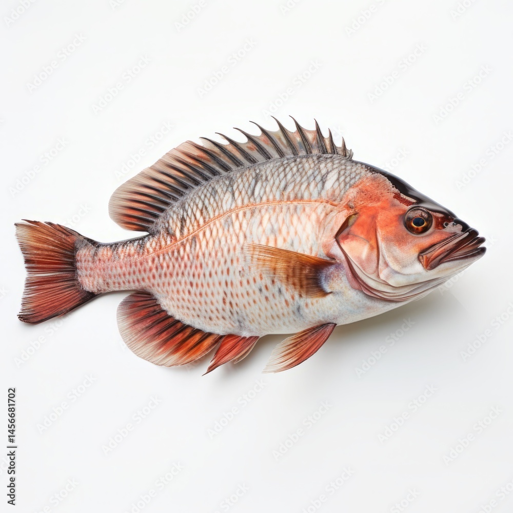 An isolated, ultra-detailed realistic photograph of a fish on a white background An isolated, ultra-detailed realistic photograph of a fish on a white background
