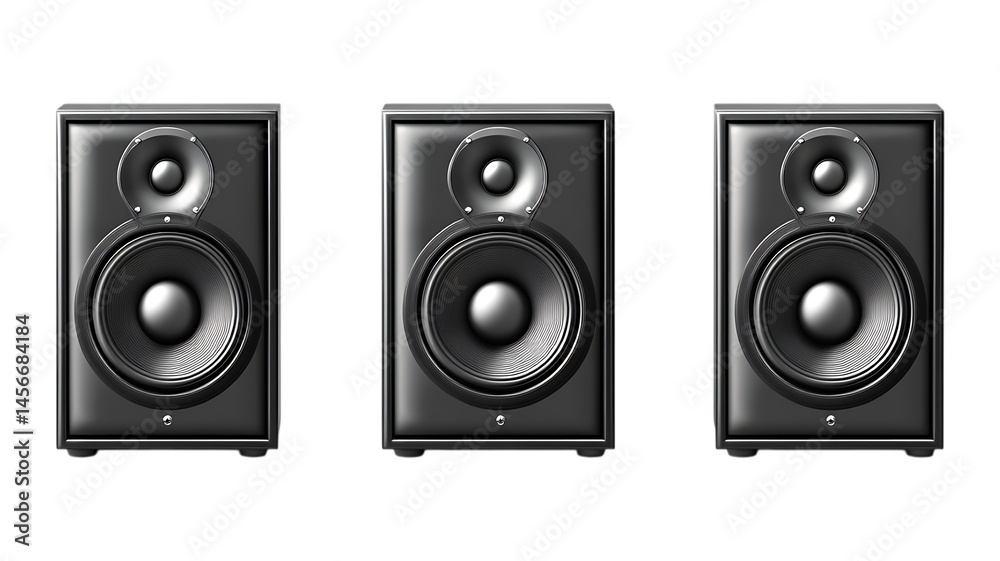 Collection Pack of Studio Monitors HighQuality Audio Speakers for Music Production set against transparent background Collection Pack of Studio Monitors HighQuality Audio Speakers for Music Production set against transparent background