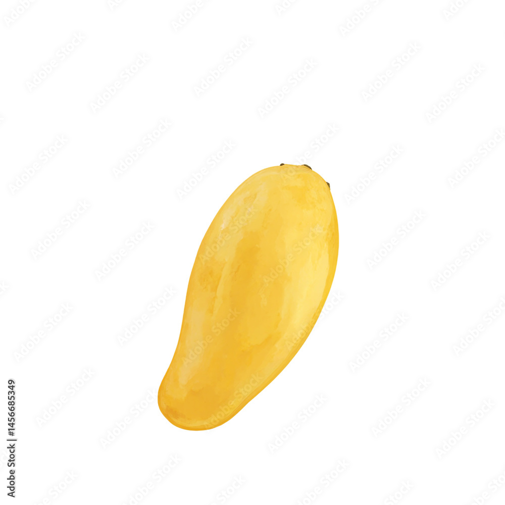 Isolated ripe yellow mango falling slightly tilted centered on a white background Isolated ripe yellow mango falling slightly tilted centered on a white background