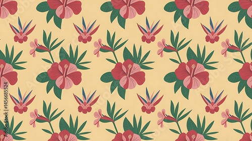 Obraz na płótnie seamless floral pattern with pale yellow background w salonie