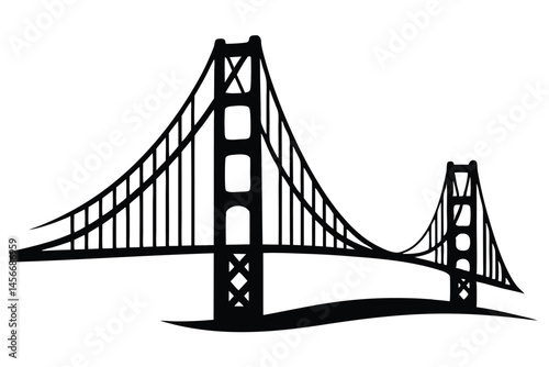 golden gate bridge silhouette vector, bridge icon, bridge black symbol