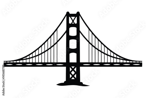 golden gate bridge silhouette vector, bridge icon, bridge black symbol