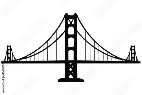 golden gate bridge silhouette vector, bridge icon, bridge black symbol
