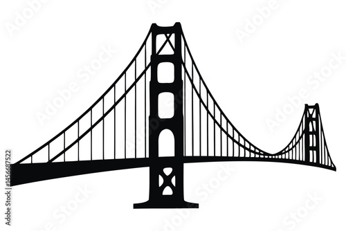 golden gate bridge silhouette vector, bridge icon, bridge black symbol