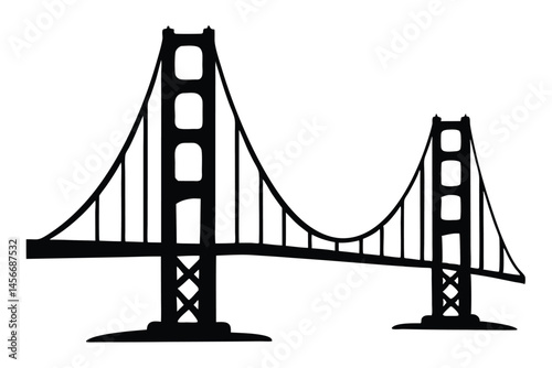 golden gate bridge silhouette vector, bridge icon, bridge black symbol