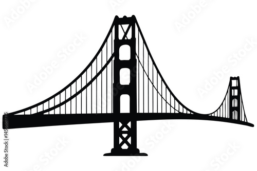 golden gate bridge silhouette vector, bridge icon, bridge black symbol