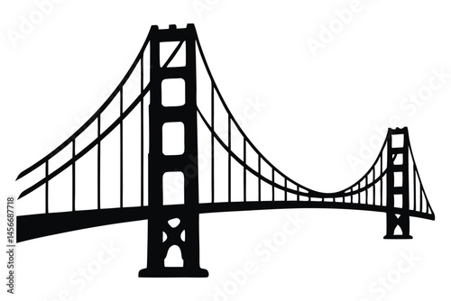 golden gate bridge silhouette vector, bridge icon, bridge black symbol