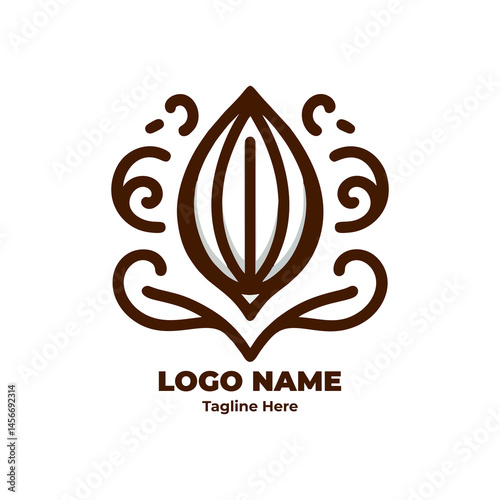 Cocoa Icon Vector Illustration of Chocolate Bean Flat Design Minimal Symbol for Food Industry and Organic Agriculture Perfect for Logo Badge and Packaging Graphic