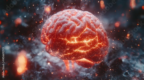 Inferno Intellect: Abstract Representation of Brainpower Igniting Imagination