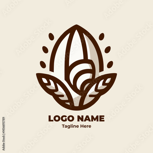 Chocolate Bean Cocoa Icon Vector Flat Minimal Illustration Perfect for Food Logo Organic Packaging Agriculture Natural Product Branding and Graphic Design