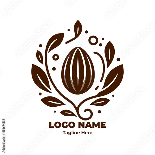 Chocolate Cocoa Bean Icon Vector Flat Minimal Illustration for Food Logo Packaging Organic Agriculture Natural Product Branding and Graphic Design