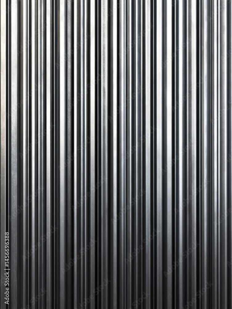 Close up of Corrugated Metal Wall Texture Showing Vertical Lines and Shadows in Studio Lighting for Backgrounds and Textures Close up of Corrugated Metal Wall Texture Showing Vertical Lines and Shadows in Studio Lighting for Backgrounds and Textures