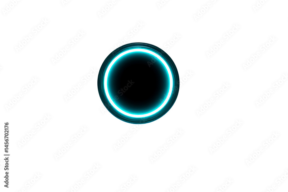Circular design with glowing blue neon light on transparent background Circular design with glowing blue neon light on transparent background
