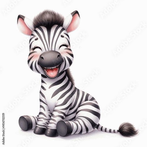 Playful Meadow Brushstrokes zebra laughs and is happy isolated watercolor vector illustration svg