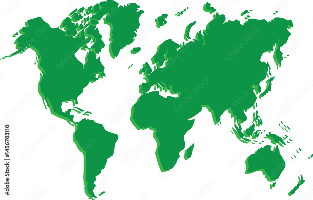 Obraz premium green blue world map, earth map vector, eco-friendly globe icon, nature world map,