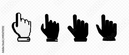 Pointer click. Cursor mouse icon silhouette. Click cursor pixel.	