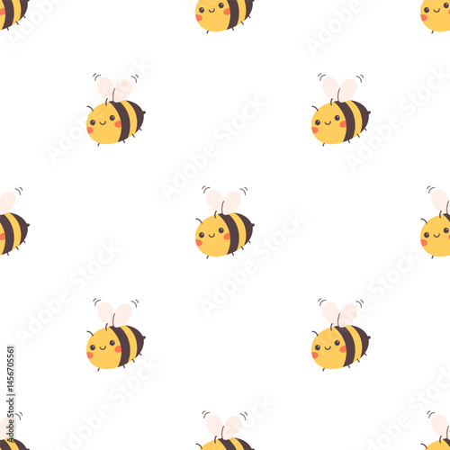 Seamless pattern with cute bees. Printing on textiles, wallpaper, wrapping paper. Vector illustration in flat style