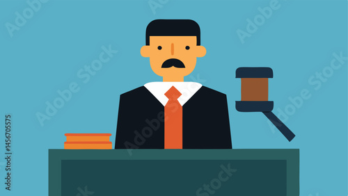Judge Listening A closeup of a calm judge with a gavel in hand listening intently to the officers testimony over the bench.