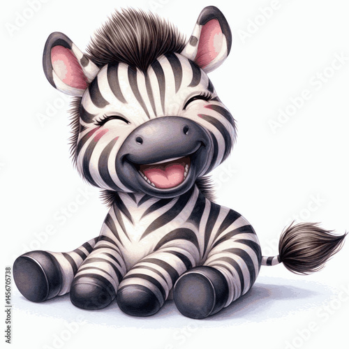 Laughing Monochrome Merriment zebra laughs and is happy isolated watercolor vector illustration svg