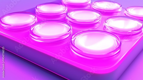 Modern Pink Abstract Composition with Circular Translucent Elements Arrangement