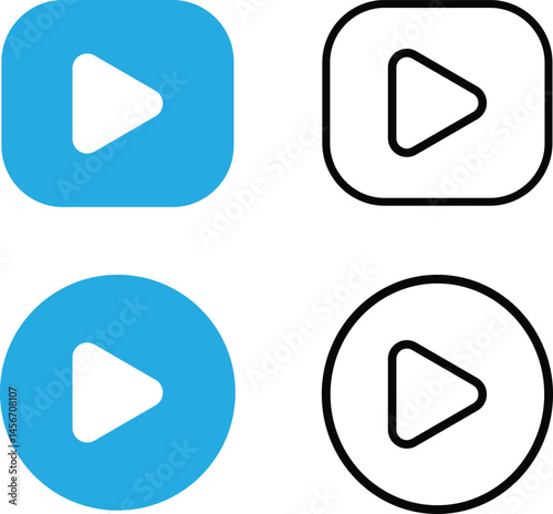 play button vector, blue black play icon, media play symbol