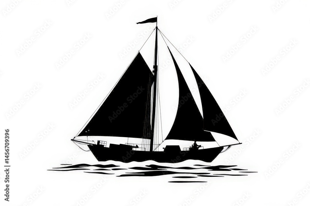 Sailboat Silhouette on Calm Sea