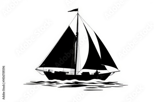 Obraz na płótnie Sailboat Silhouette on Calm Sea w salonie