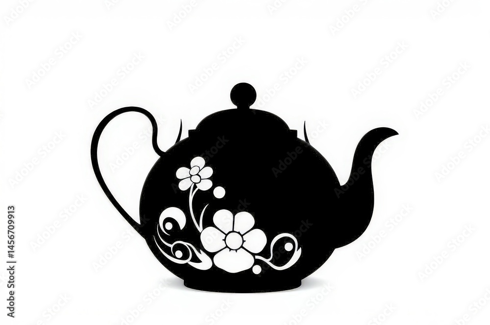 Whimsical Floral Teapot Silhouette