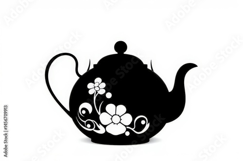 Obraz na płótnie Whimsical Floral Teapot Silhouette w salonie
