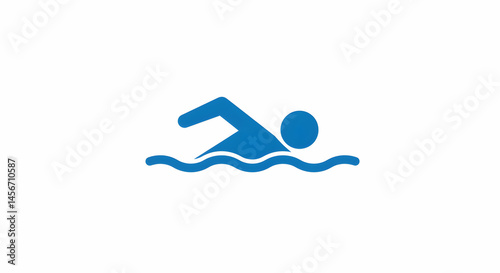 Person Swimming in Water Blue Simple Graphic Icon