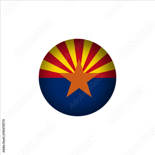 Arizona flag in 3D sphere. Arizona flag logo illustration. Arizona flag icon.