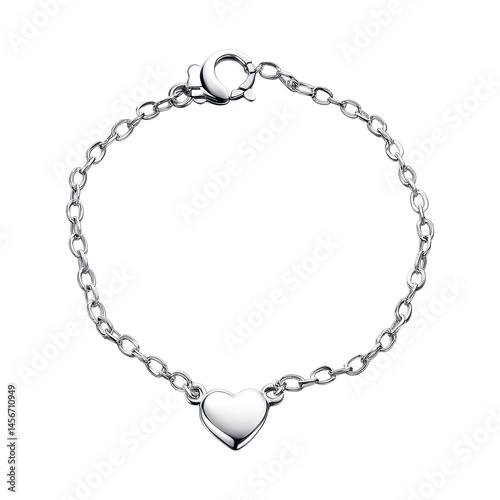 Wallpaper Mural Silver chain bracelet with a heart charm isolated transparent background Torontodigital.ca