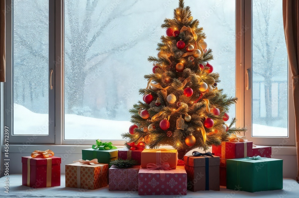 Cozy Festive Winter Christmas Scene