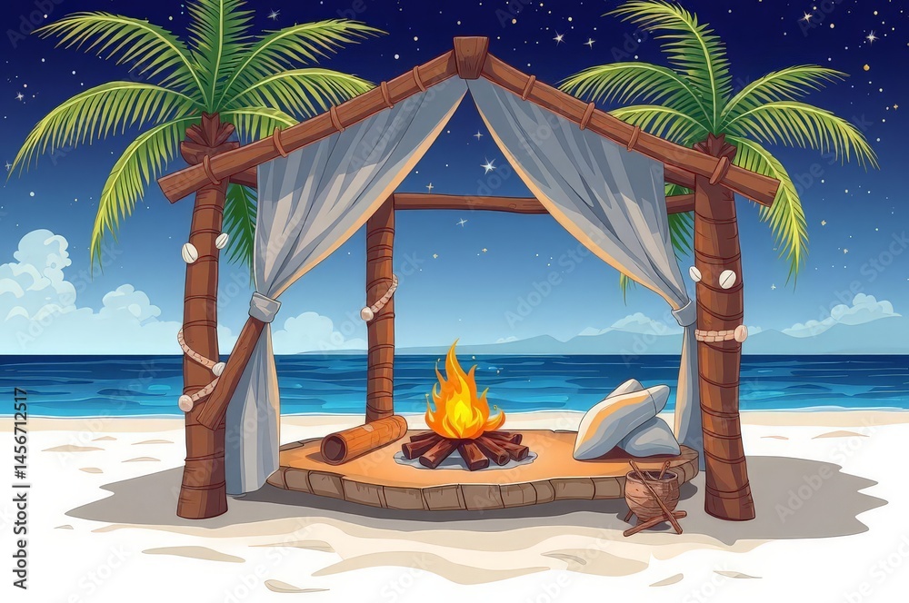 Cozy Beachside Retreat at Night