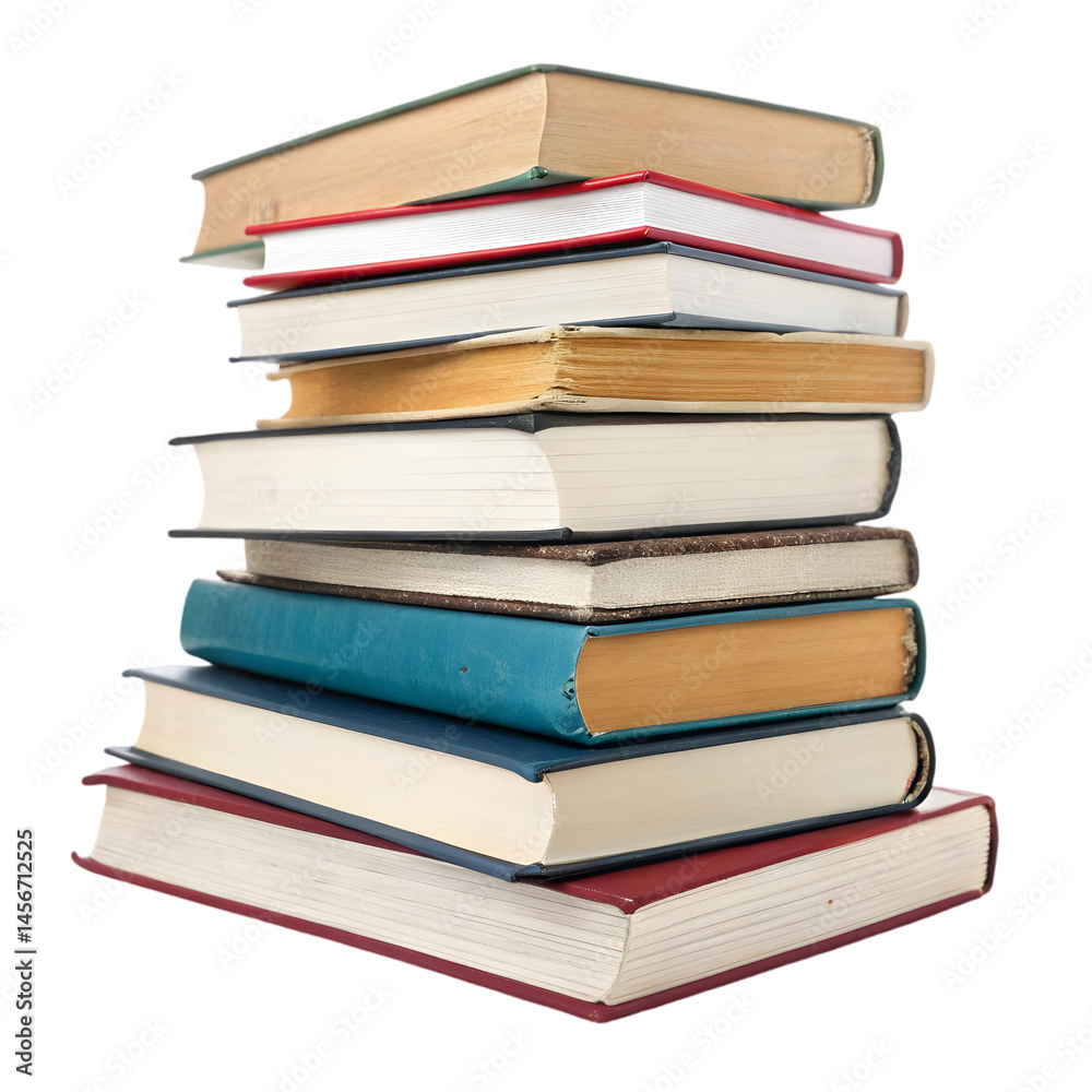 Stack of Books: Education, Knowledge, and Learning Resources isolated on transparent background Stack of Books: Education, Knowledge, and Learning Resources isolated on transparent background
