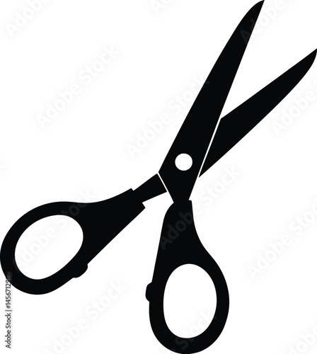 Black Silhouette of Scissors Icon Isolated on White Background - Vector Haircut Tool Illustration
