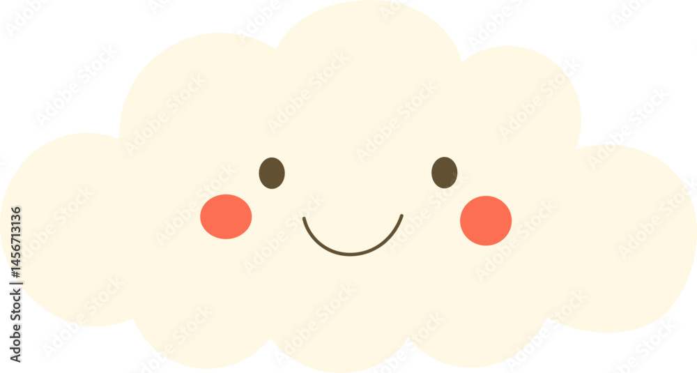 Whimsical cloud character with rosy cheeks, conveying a sense of gentle joy and playful innocence against a solid dark background. Whimsical cloud character with rosy cheeks, conveying a sense of gentle joy and playful innocence against a solid dark background.