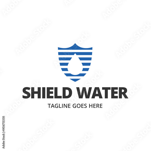 Water Shield logo design template. Water protect logo.