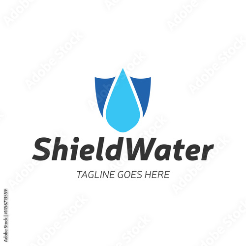 Water Shield logo design template. Water protect logo.