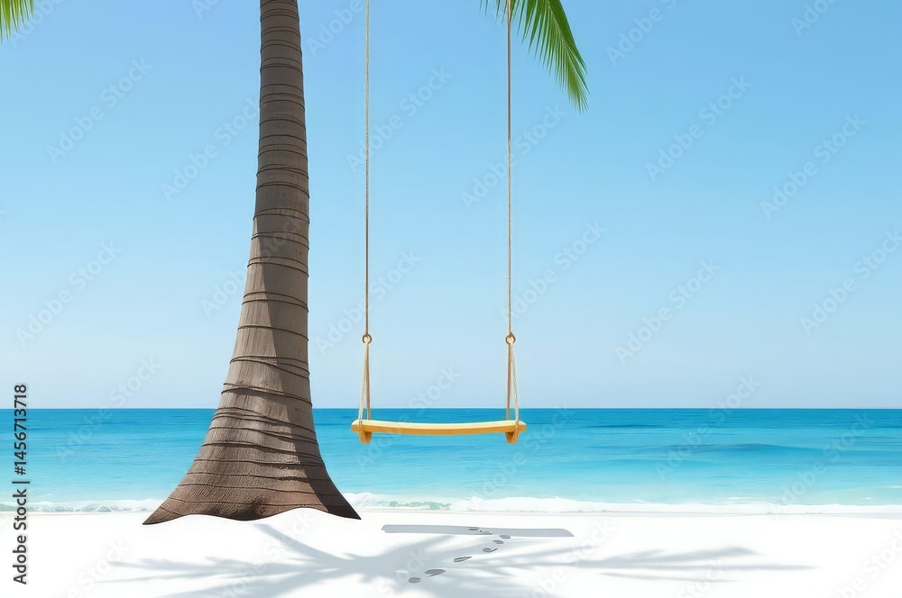 serene beach swing scene