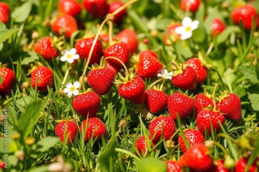 Sunlit Meadow with Wild Strawberries
