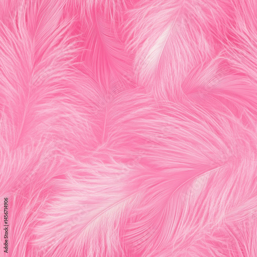 Soft, fluffy pink feather seamless texture for cute fabric, fashion design, girly wallpaper, or romantic digital backgrounds. Pastel aesthetic faux fur pattern