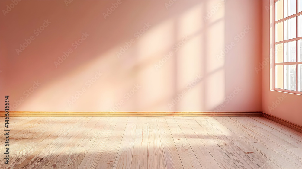 Empty Pink Room With Sunlight And Shadows