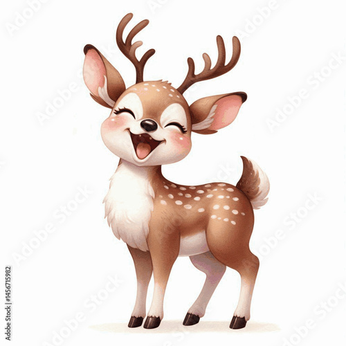  Giggling Bramble Ballet deer laughs and is happy isolated watercolor vector illustration svg