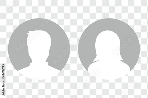 Avatar Icons Representing Male And Female Profiles. Collection of monochrome portraits, silhouettes, man, woman, people. Vector avatars in a circle.