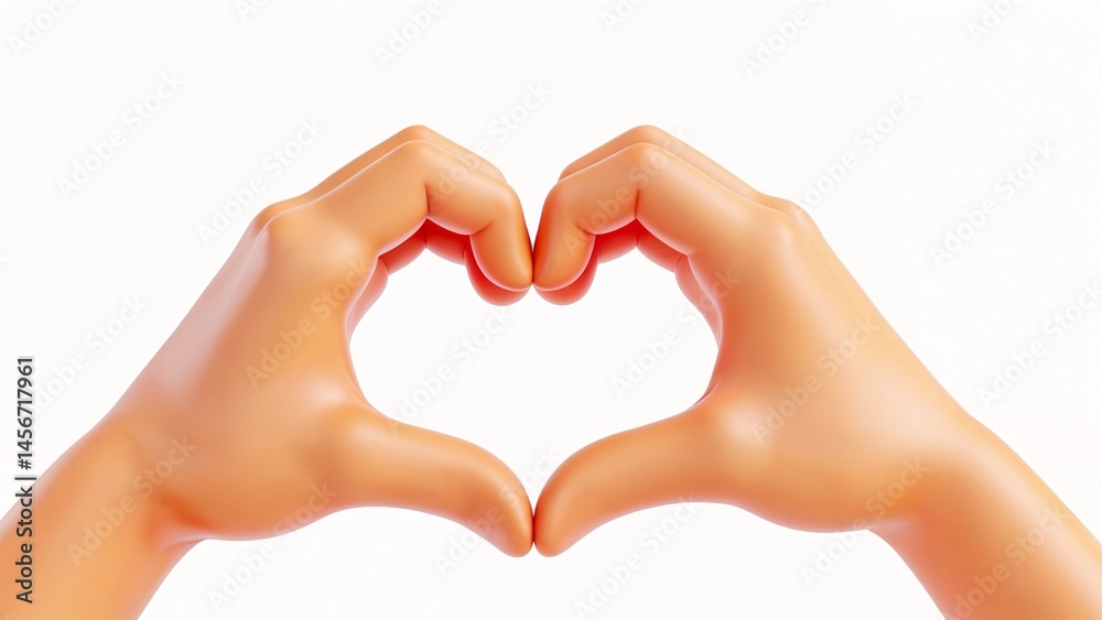 Fototapeta premium Two hands making a heart shape with their fingers.