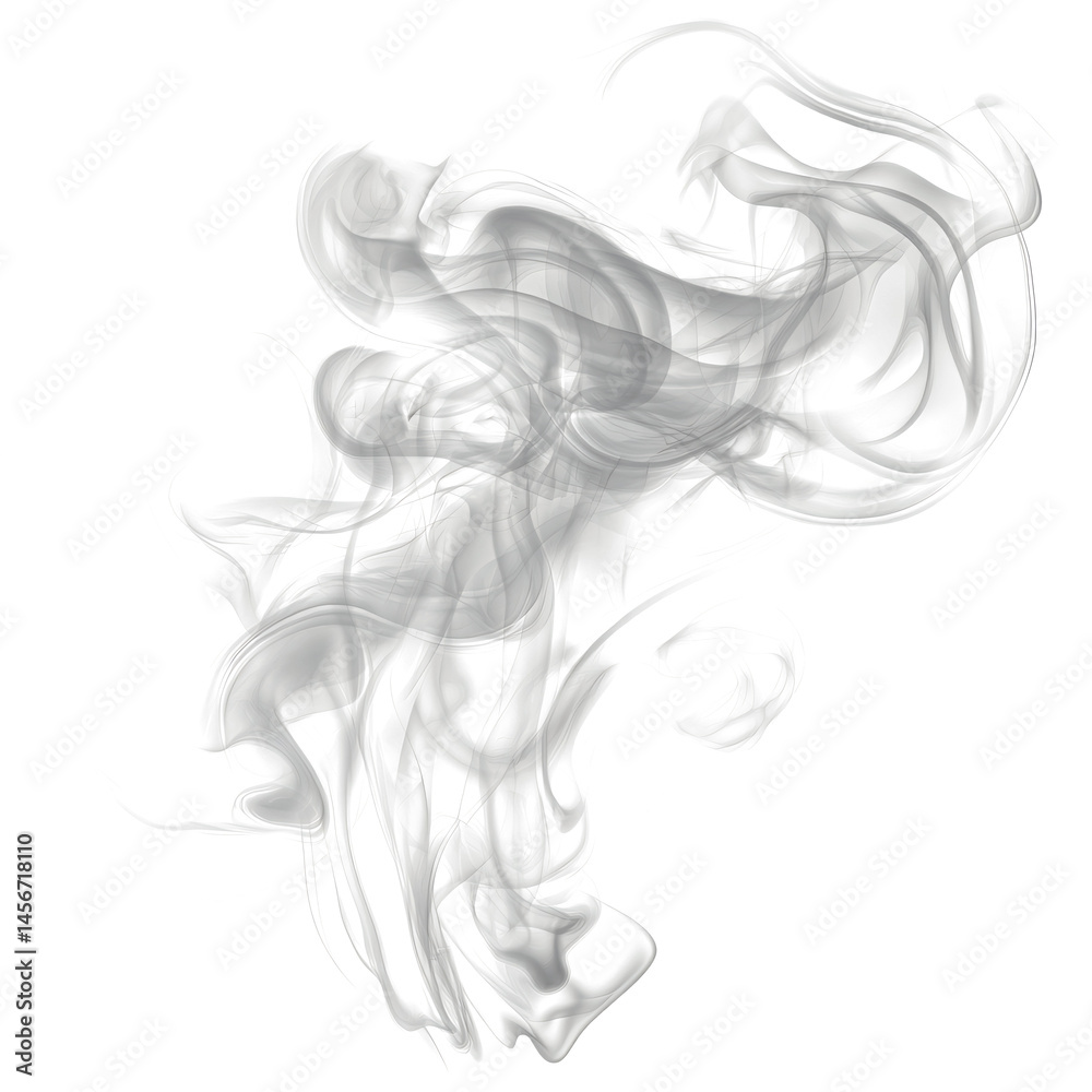 Fototapeta premium Small smoke or steam on transparent background. design element. gray cigarette smoke